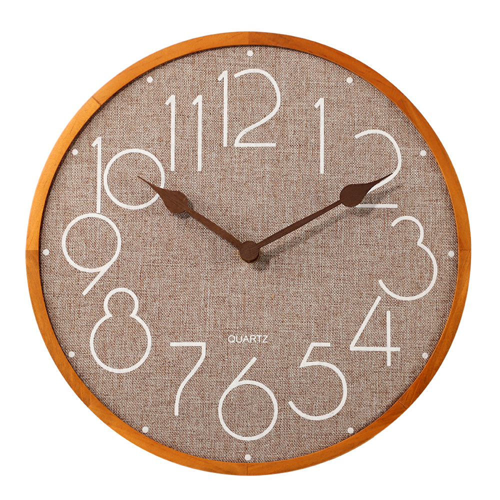 Solid wood clock with cotton linen face (2)