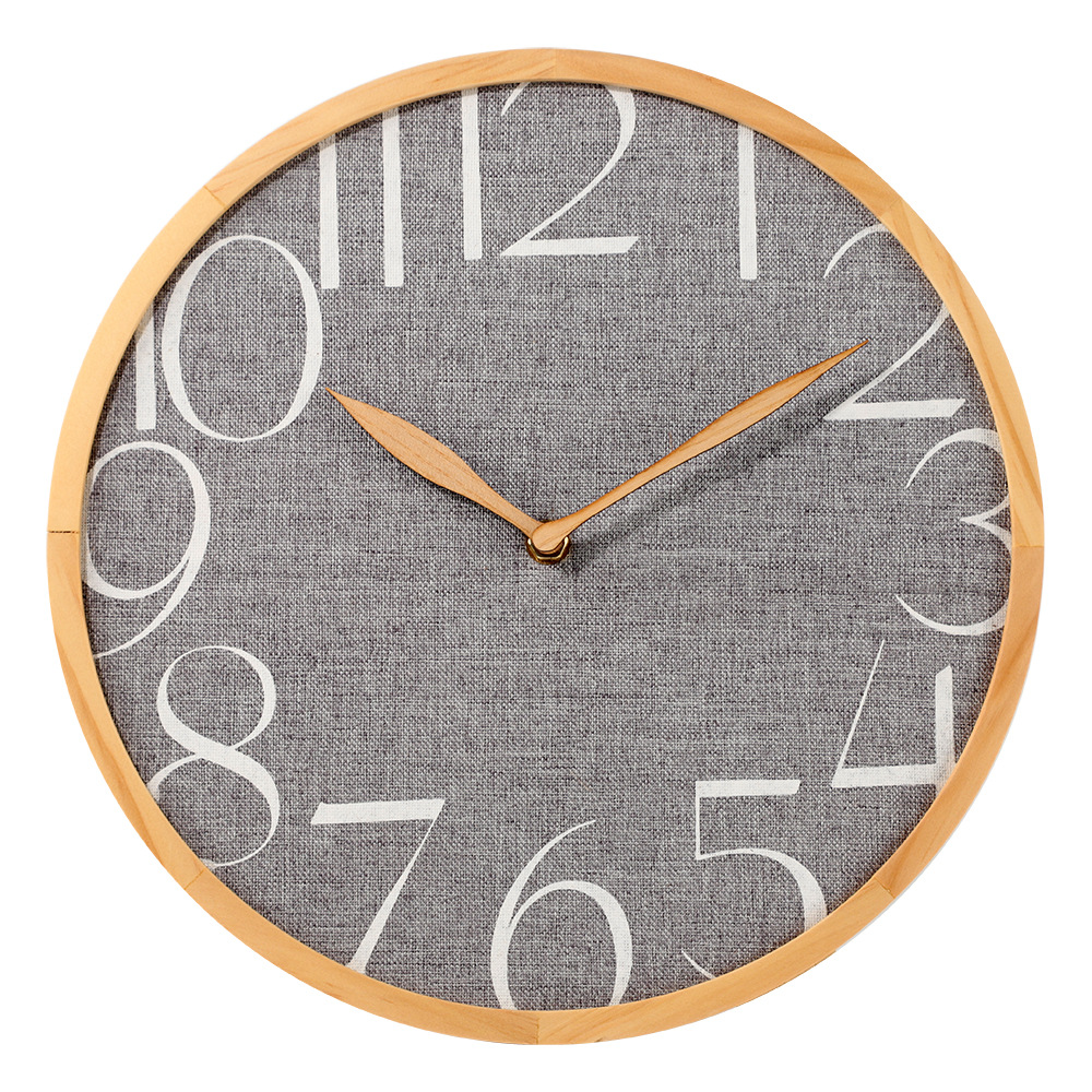 Solid wood clock with cotton linen face (3)